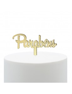 Topo Bolo Parabéns Dourado